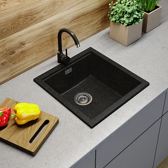 Granit Diskho Tossa Svart med Gulddetaljer 48x50 cm