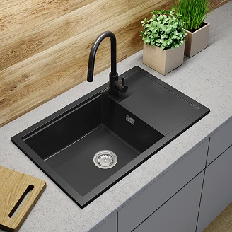 Granit Diskbänk Termoli Svart 80x50 cm