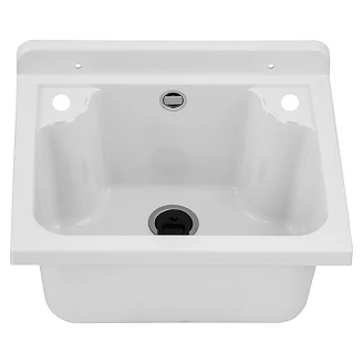 Utslagsvask Elche Vit Matt 42x34 cm med Vattenlås