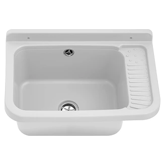 Utslagsvask Dieppe Vit Matt 51x34 cm med Vattenlås