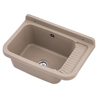 Utslagsvask Dieppe Beige Matt 51x34 cm med Vattenlås