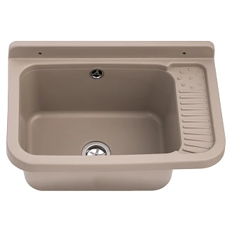 Utslagsvask Dieppe Beige Matt 51x34 cm med Vattenlås